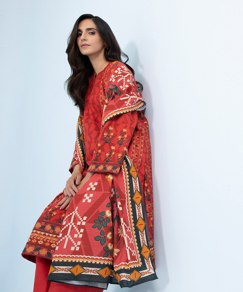 Sapphire - 3 Piece - Printed Khaddar Suit