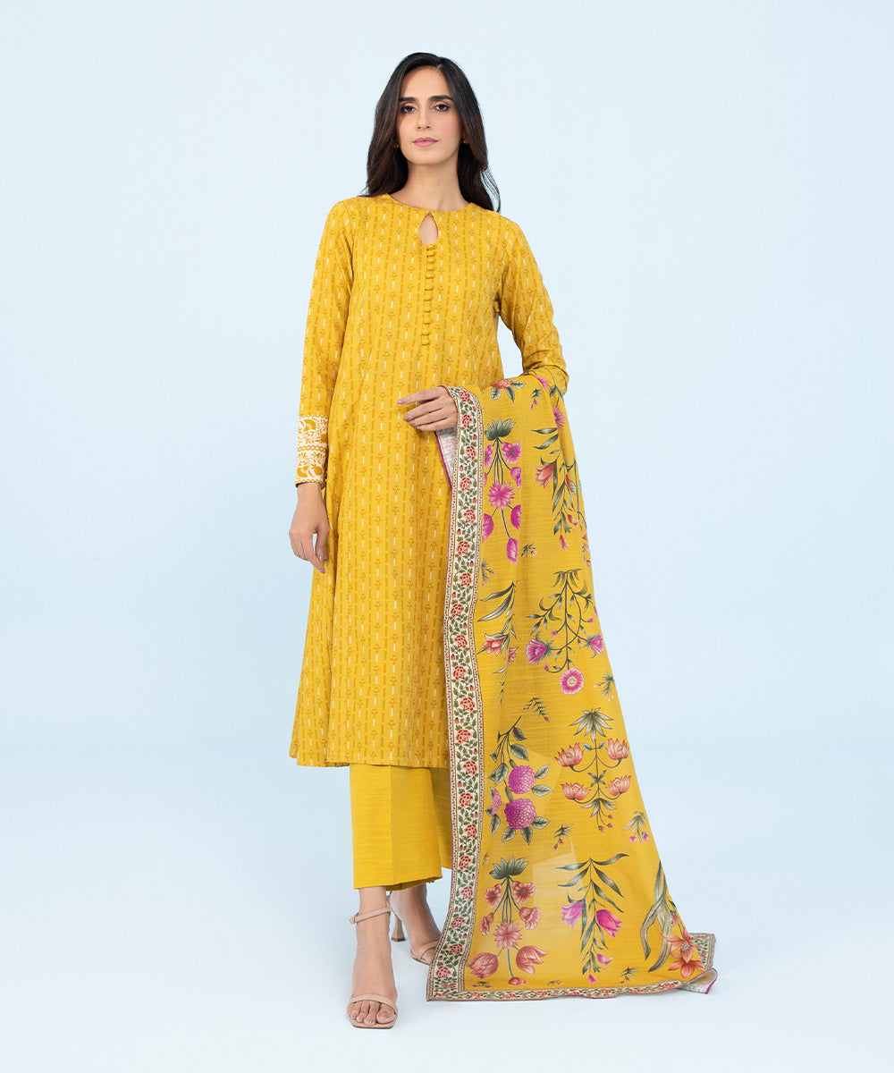 Sapphire - 3 Piece - Printed Khaddar Suit
