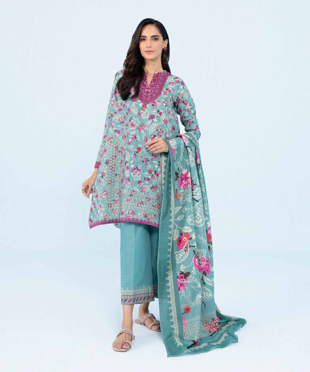 Sapphire - 3 Piece - Embroidered Khaddar Suit