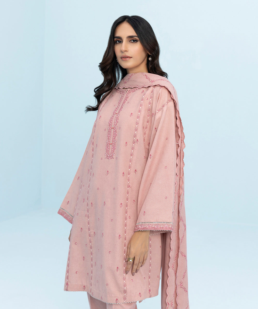 Sapphire - 3 Piece - Embroidered Cotton Karandi Suit