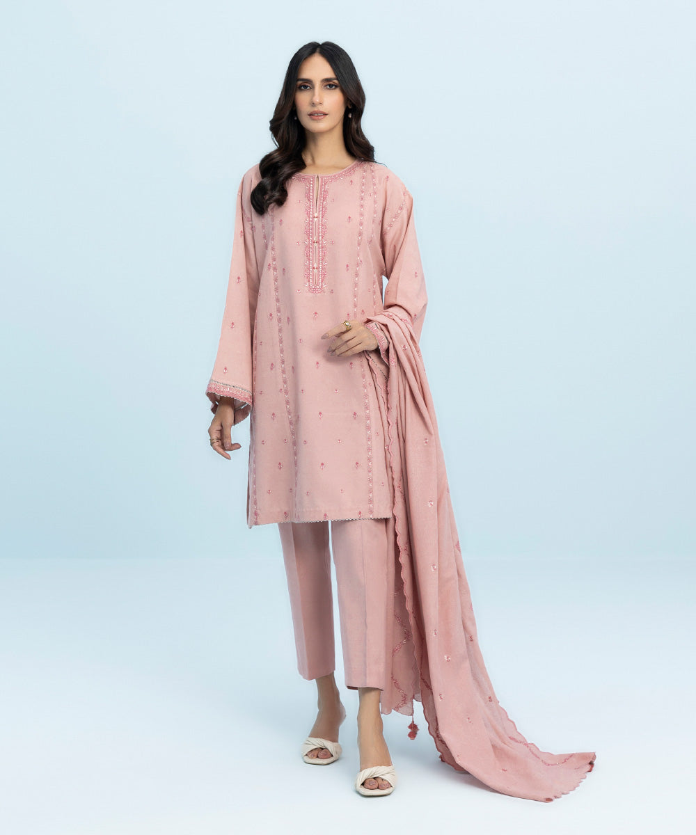 Sapphire - 3 Piece - Embroidered Cotton Karandi Suit