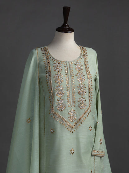 Eraj Hussain - Gotta Patti Pistachio - Stitched