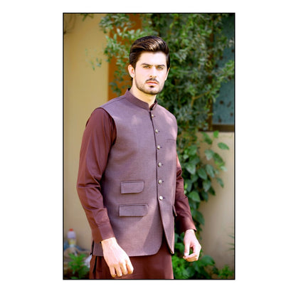 Bareeq Outfits - Chocolate-Brown Waist Coat