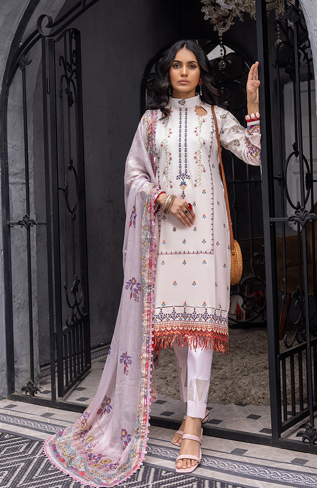 Alzohaib - 3 Piece Unstitched Embroidered Lawn-CFEL-23-01