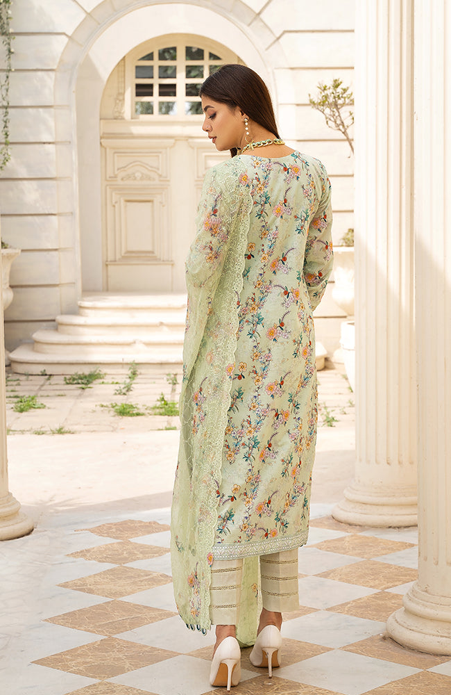 Alzohaib - 3-PIECE BAMBER CHIKANKARI DUPATTA -SSBCD-23-01 (STITCHED)