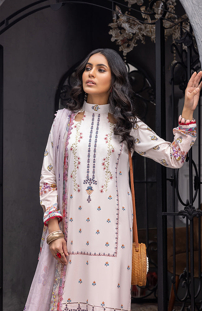 Alzohaib - 3 Piece Unstitched Embroidered Lawn-CFEL-23-01