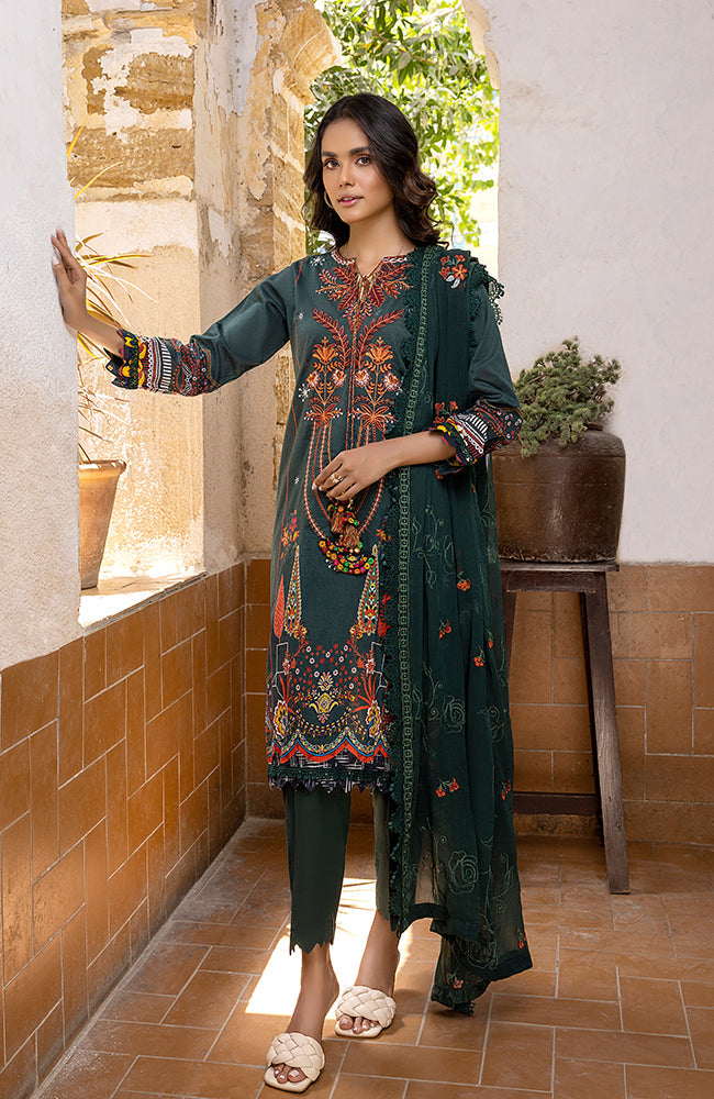 Alzohaib - 3 Piece Unstitched Embroidered Lawn-RFE-23-01