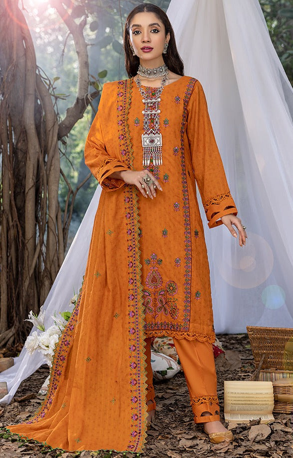 Alzohaib - 3-PIECE EMBROIDERED SUIT SUNSHINE CUTWORK EDITION-SSBCE-23-10