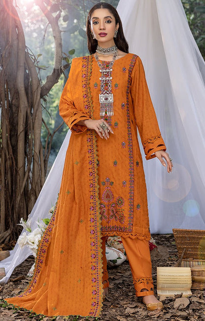 Alzohaib - 3-PIECE EMBROIDERED SUIT SUNSHINE CUTWORK EDITION-SSBCE-23-10
