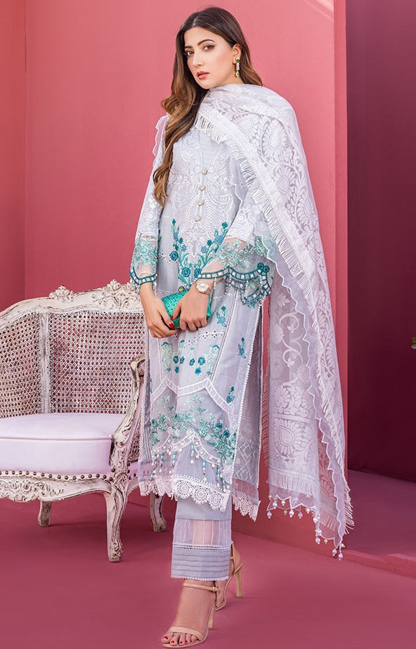 Alzohaib - 3 PIECE UNSTITCHED EMBROIDERED RUNGKARI BY MAHIYMAAN-RKM-23-10