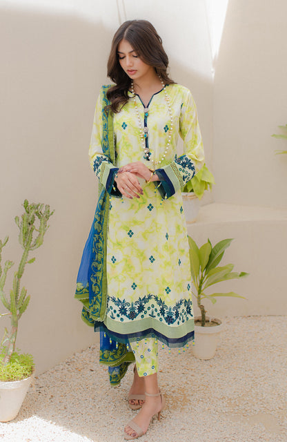 Alzohaib - 3-PIECE UNSTITCHED SUNSHINE PRINTKARI-SPK-23-10