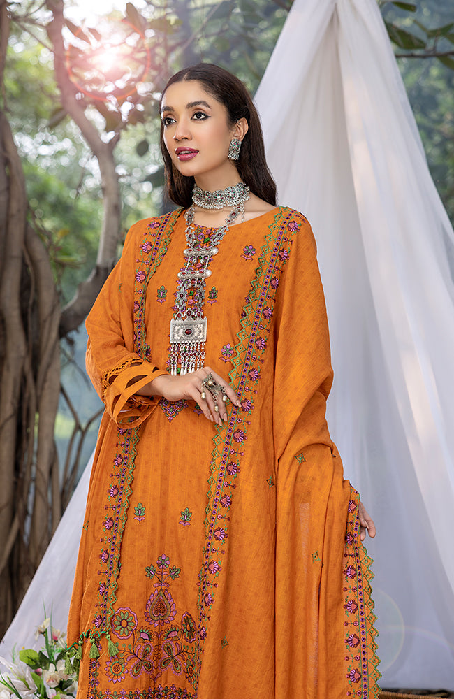 Alzohaib - 3-PIECE EMBROIDERED SUIT SUNSHINE CUTWORK EDITION-SSBCE-23-10