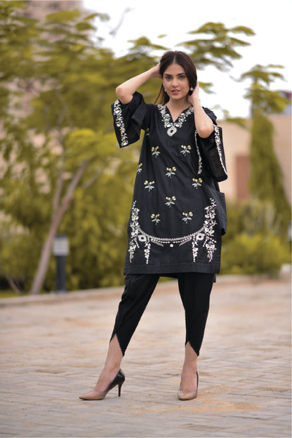 Bareeq Outfits - Black Embroidered Shirt