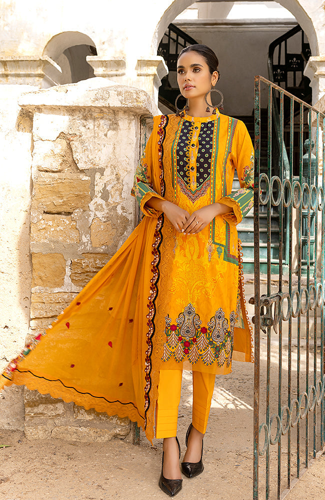 Alzohaib - 3 Piece Unstitched Embroidered Lawn-RFE-23-11