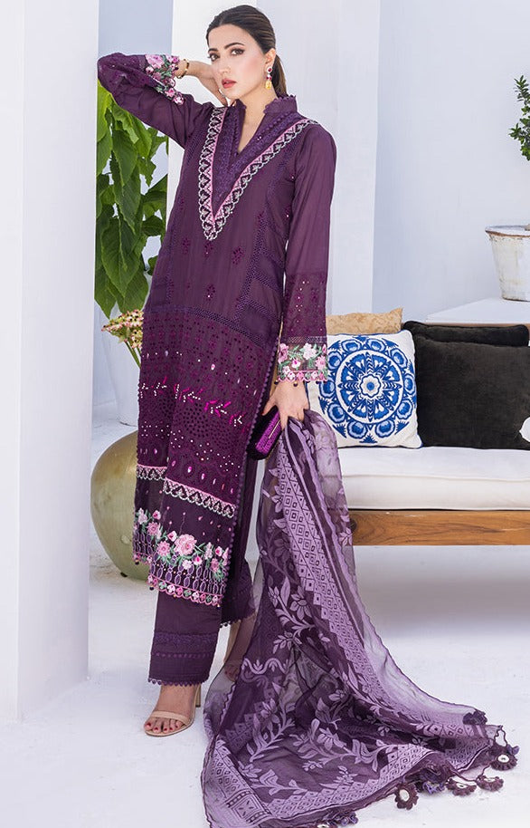 Alzohaib - 3 PIECE UNSTITCHED EMBROIDERED RUNGKARI BY MAHIYMAAN-RKM-23-11