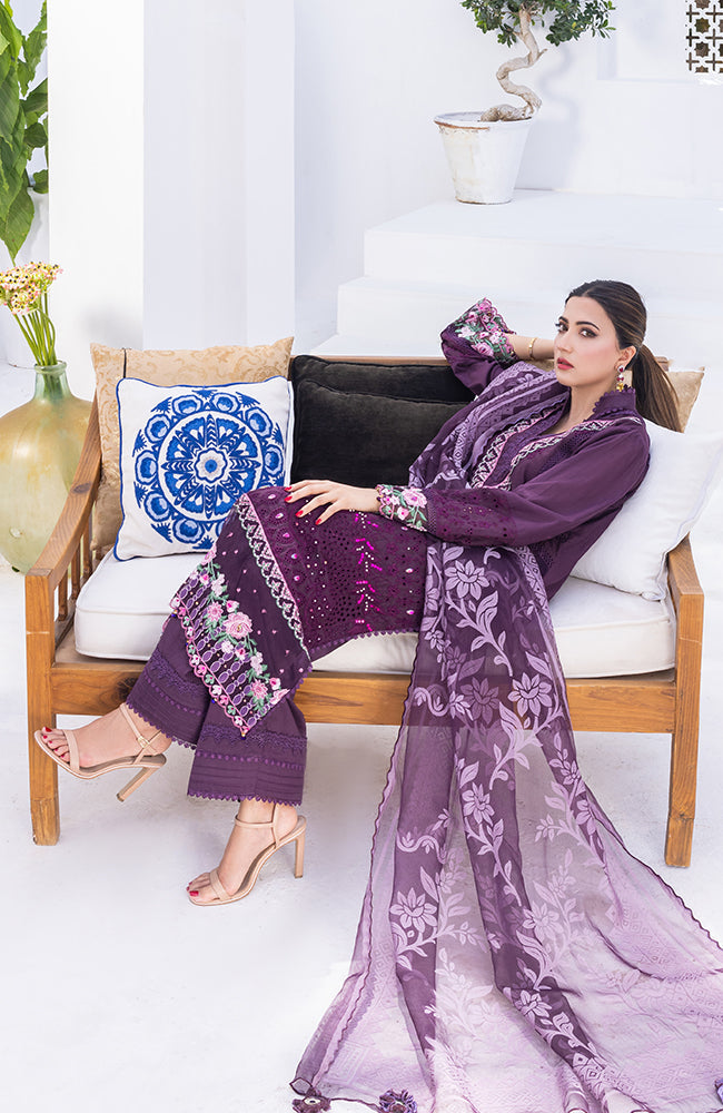 Alzohaib - 3 PIECE UNSTITCHED EMBROIDERED RUNGKARI BY MAHIYMAAN-RKM-23-11