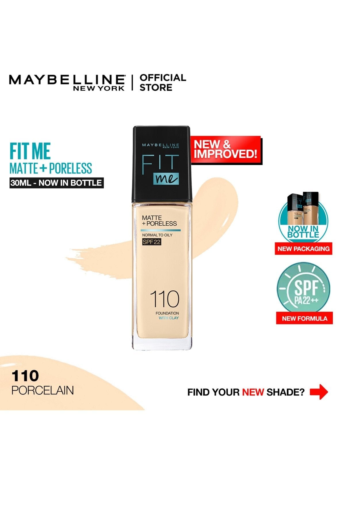 Fit Me! Matte & Poreless Foundation - 110 Porcelain