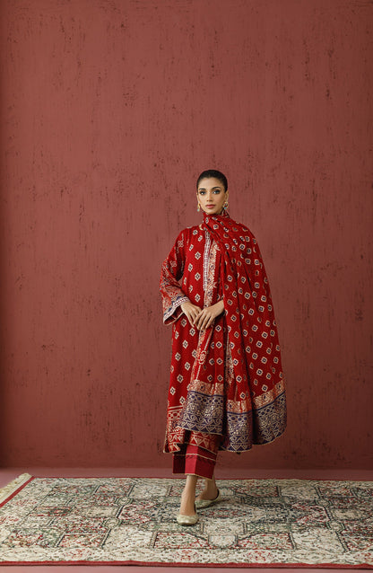 Orient - Stitched 3 Piece Embroidered Jacquard Shirt , Cambric Pant and JACQUARD Dupatta