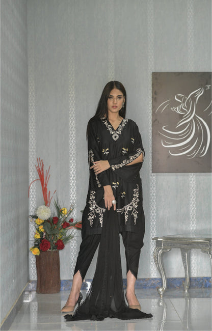 Bareeq Outfits - Black Embroidered Shirt