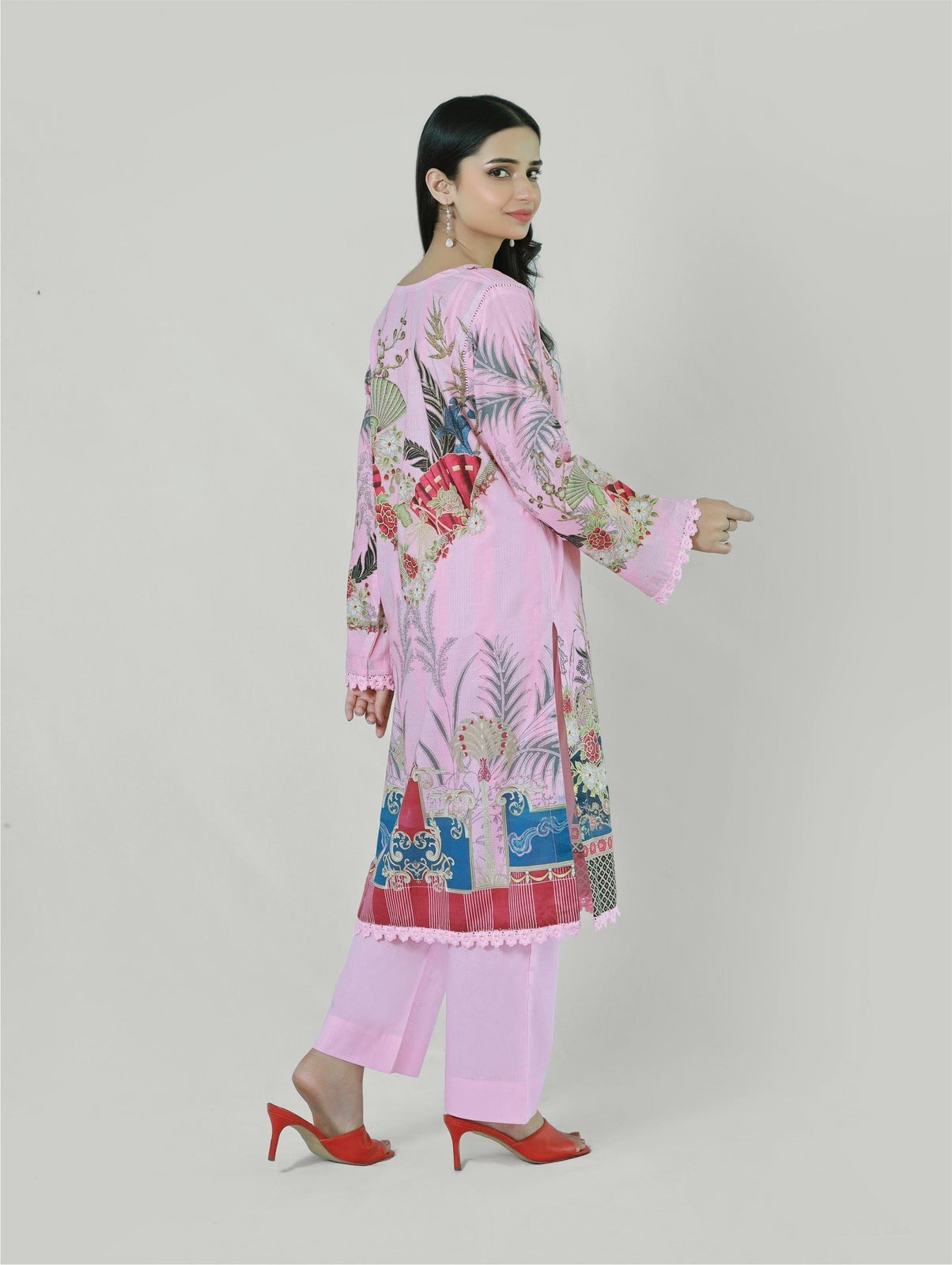 Bareeq Outfits - Boho Pink 3 Piece Printed Suit