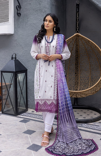 Alzohaib - 3 Piece Unstitched Embroidered Lawn-CFEL-23-12