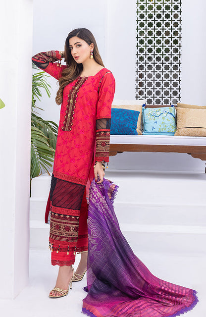 Alzohaib - 3 PIECE UNSTITCHED EMBROIDERED RUNGKARI BY MAHIYMAAN-RKM-23-12