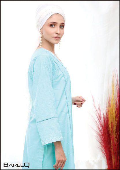 Bareeq Outfits - Chikan-Kari Kurta with Trapped Trouser
