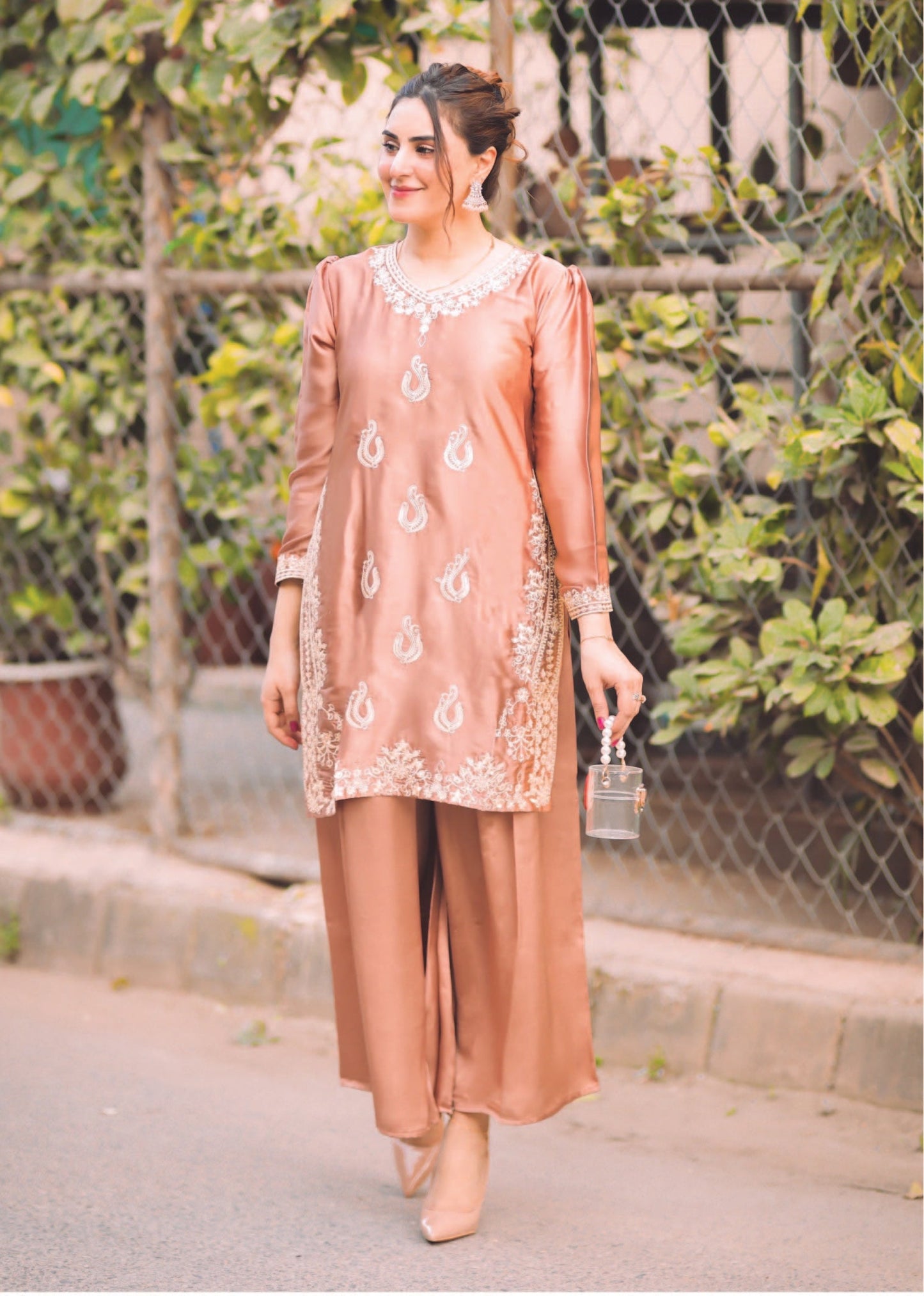 Bareeq Outfits - Embroidered Ballerina-Pink Shamoze Silk 2-PCS