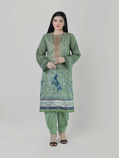 Bareeq Outfits - Dusky Hue 3 Piece Printed Suit