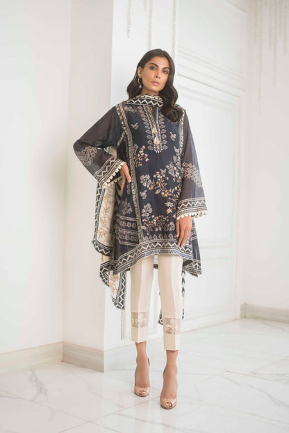 Digitally Printed Cotton Net Embroidered Shirt And trousers with Dupatta