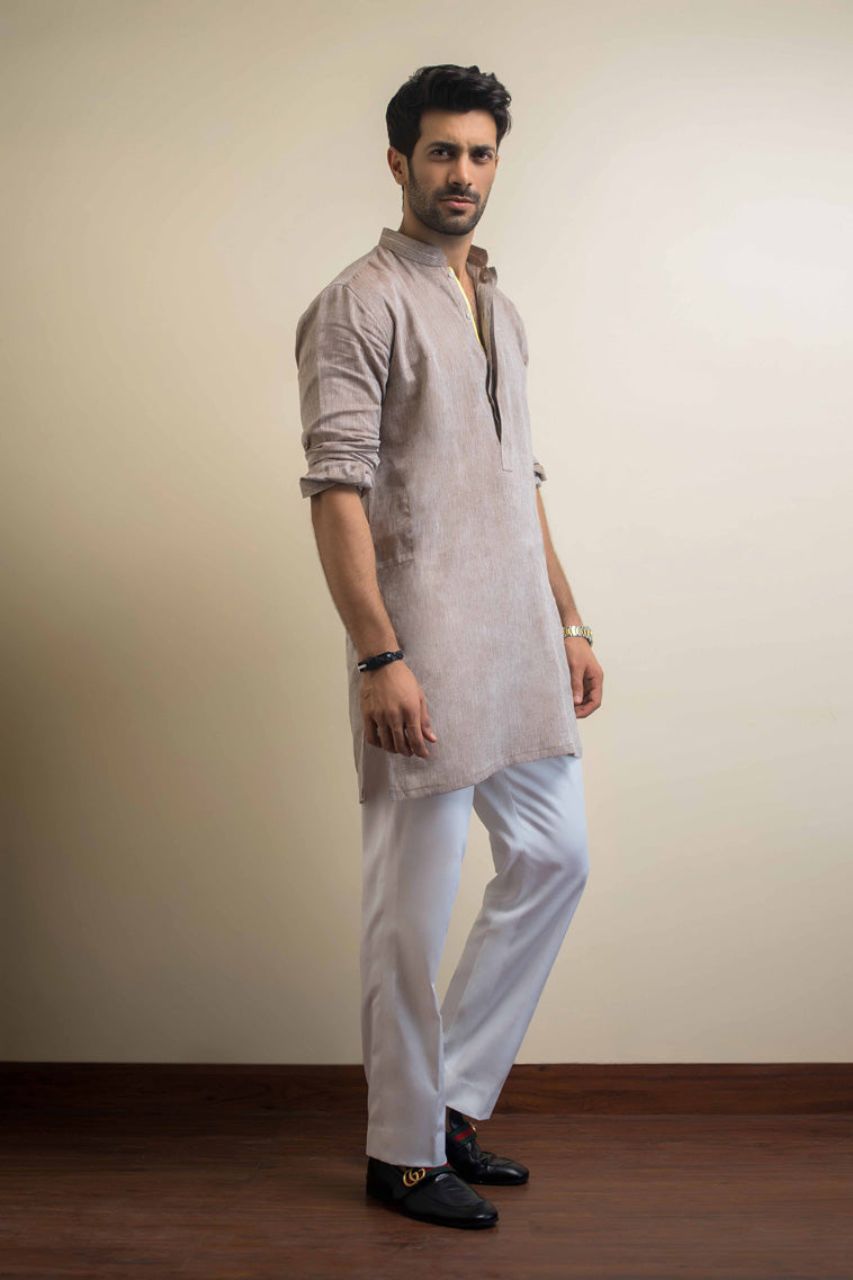 Brown Linen Kurta