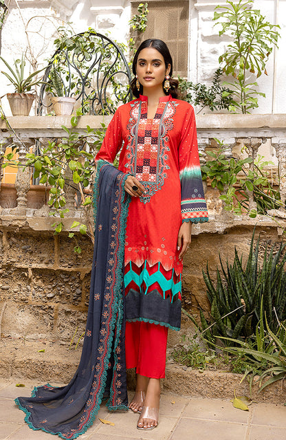 Alzohaib - 3 Piece Unstitched Embroidered Lawn-RFE-23-13