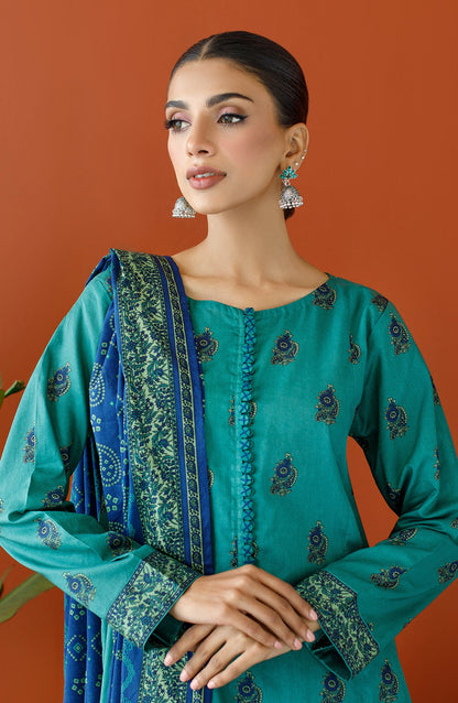 Orient - Stitched 3 Piece Printed Cambric Shirt , Cambric Pant and Lawn Dupatta
