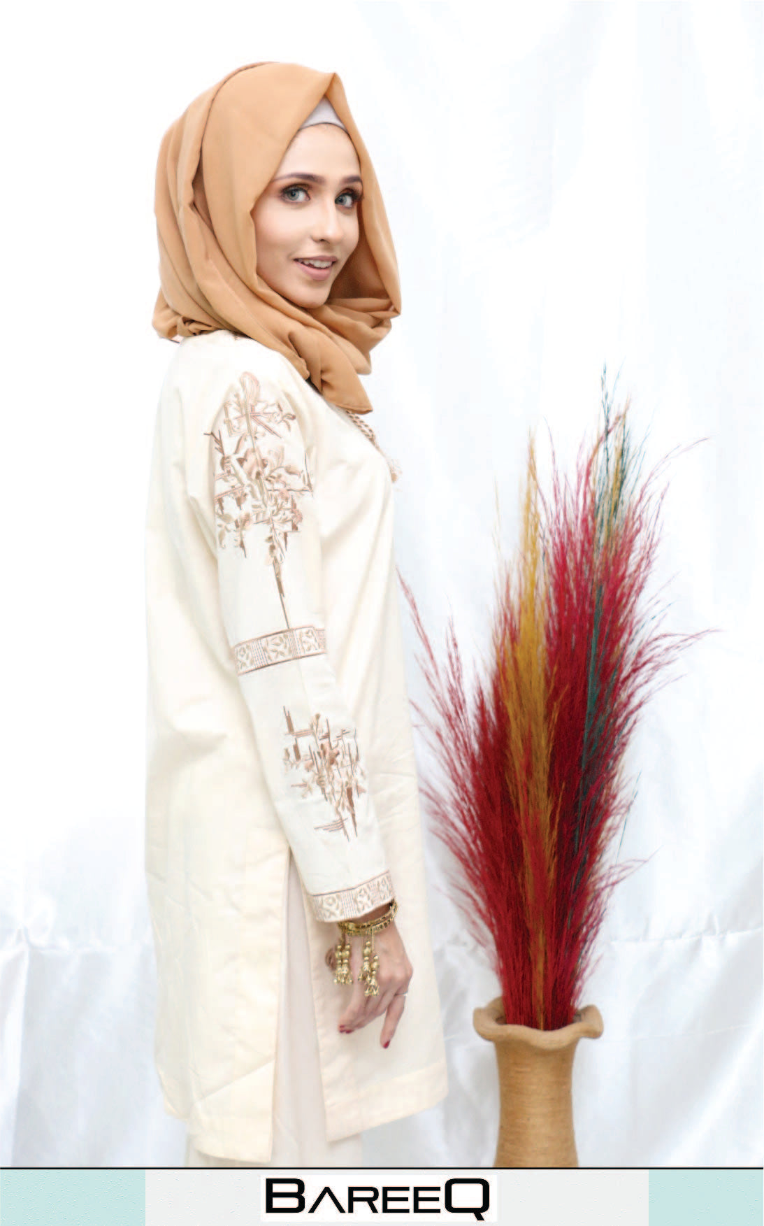 Bareeq Outfits - Embroidered Cotton Shirt With Dyed Cambric Plazo