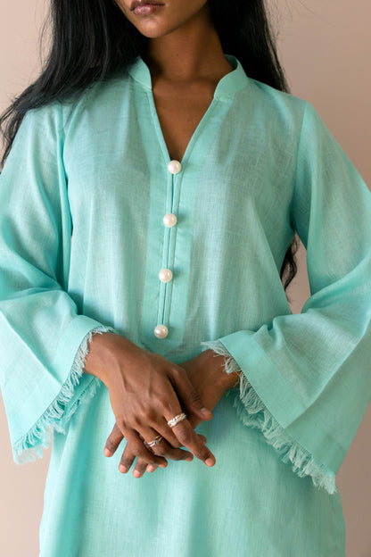 Ayesha Naveed - Blue frayed set