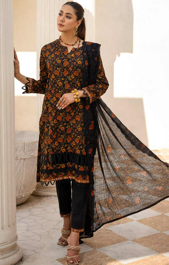 Alzohaib - 3-PIECE UNSTITCHED BAMBER CHIKANKARI DUPATTA -SSBCD-23-14