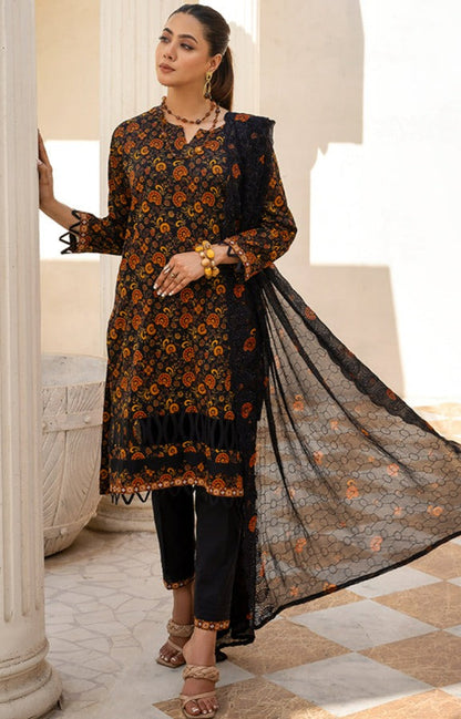 Alzohaib - 3-PIECE UNSTITCHED BAMBER CHIKANKARI DUPATTA -SSBCD-23-14