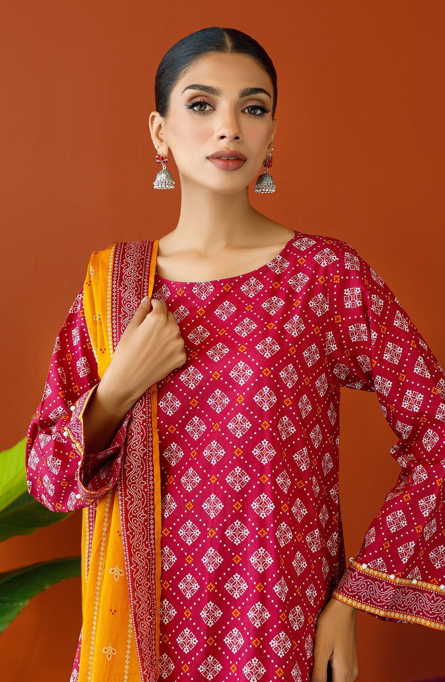 Orient - Stitched 3 Piece Printed Cambric Shirt , Cambric Pant and Lawn Dupatta