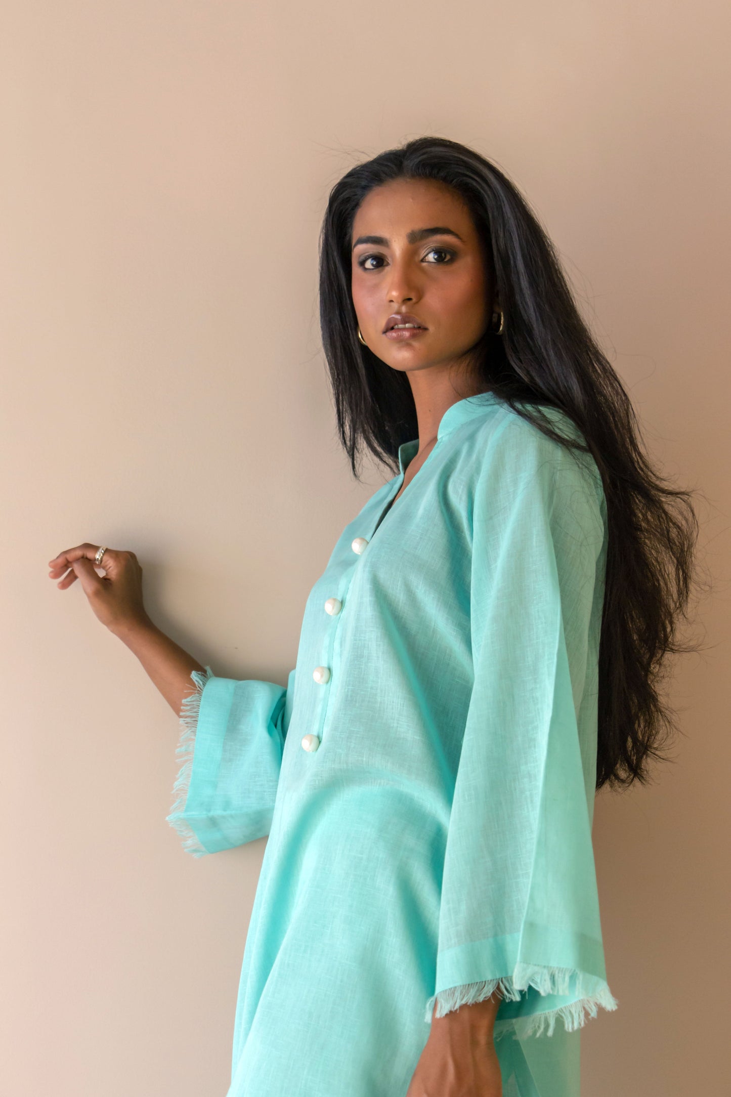 Ayesha Naveed - Blue frayed set