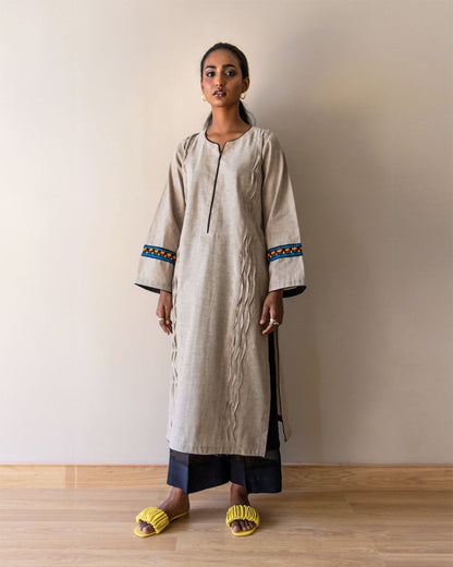 Ayesha Naveed - Beige hand embroidered kameez