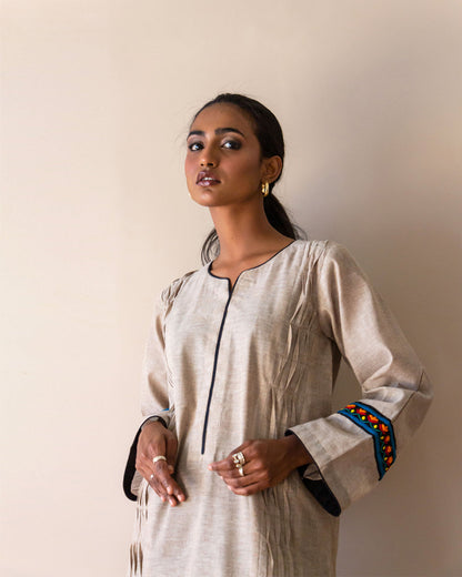 Ayesha Naveed - Beige hand embroidered kameez