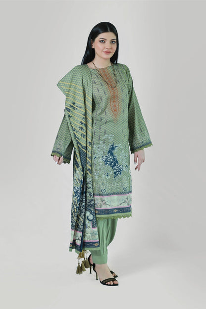 Bareeq Outfits - Dusky Hue 3 Piece Printed Suit