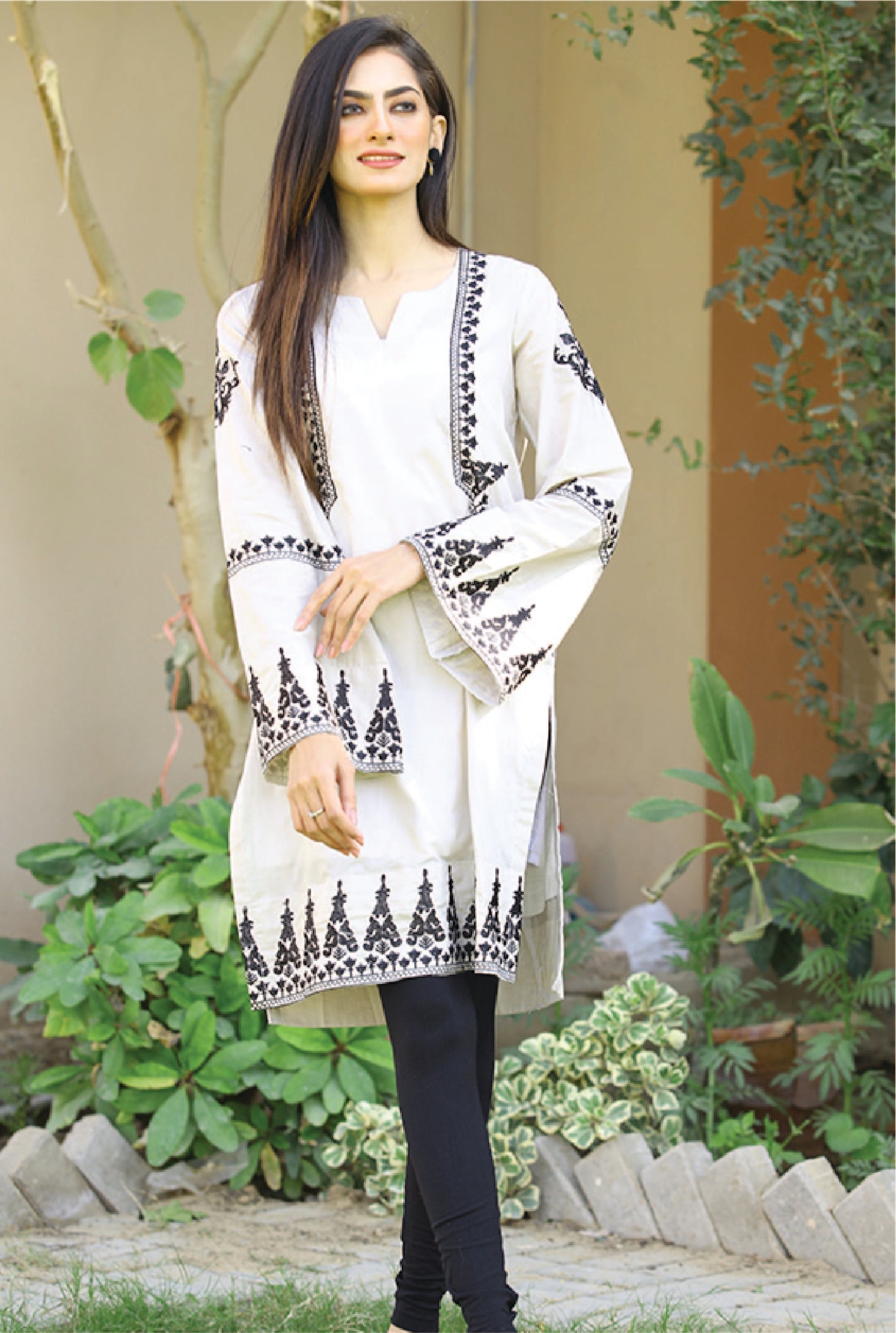 Bareeq Outfits - Off-White Embroidered Shirt