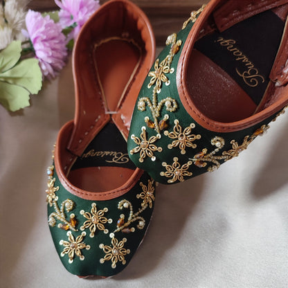 Bustangi - Green Zinnia Women Khussa E014