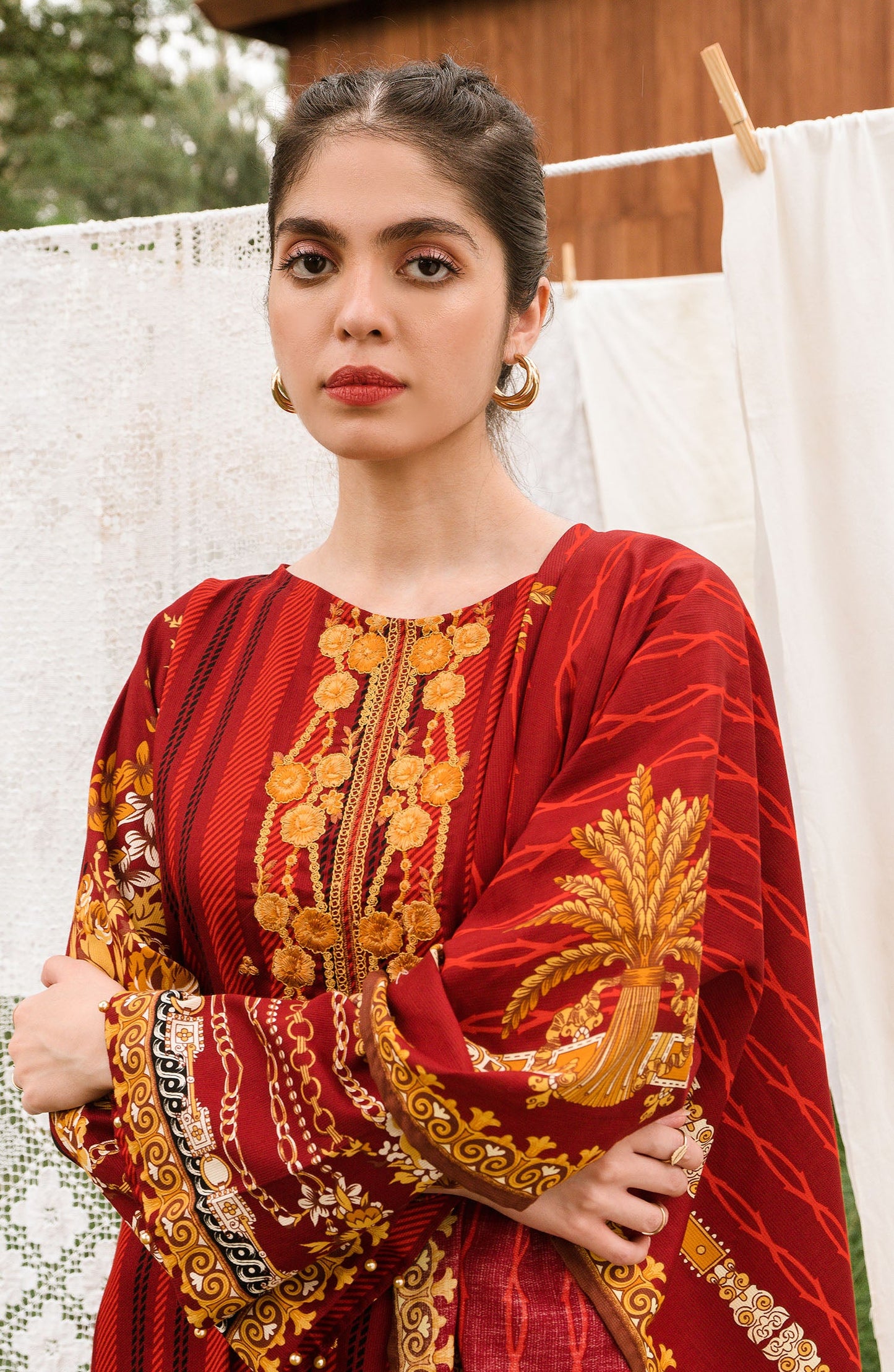 Orient - Unstitched 3 Piece Embroidered Textured Heavy Cotton Suit