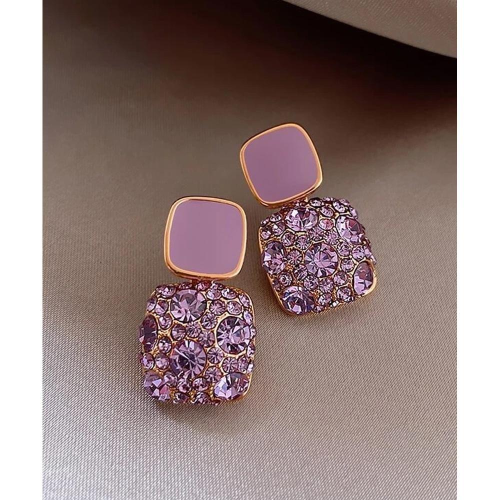 Bustangi - Shein- Rhinestone Geo Decor Earrings