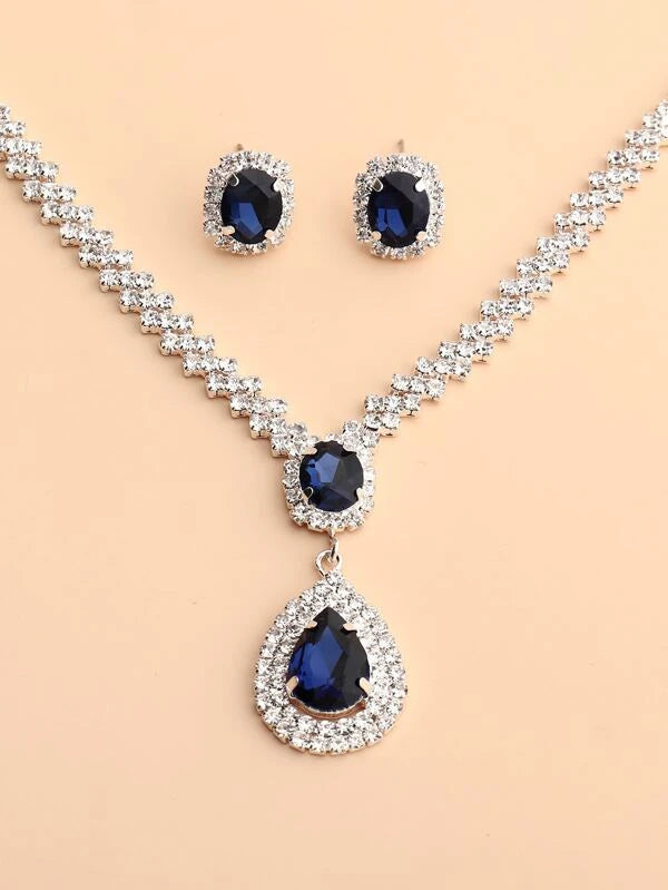 Bustangi - Shein- Rhinestone Decor Necklace & Earrings