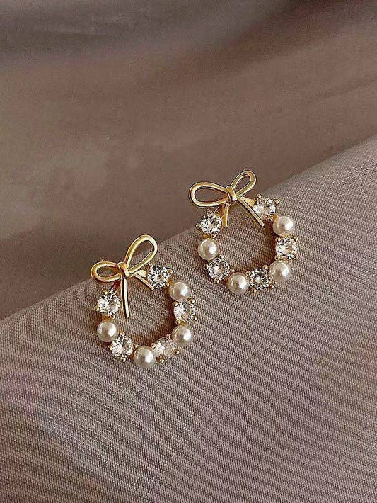 Bustangi - Shein- Rhinestone & Bow Detail Earrings