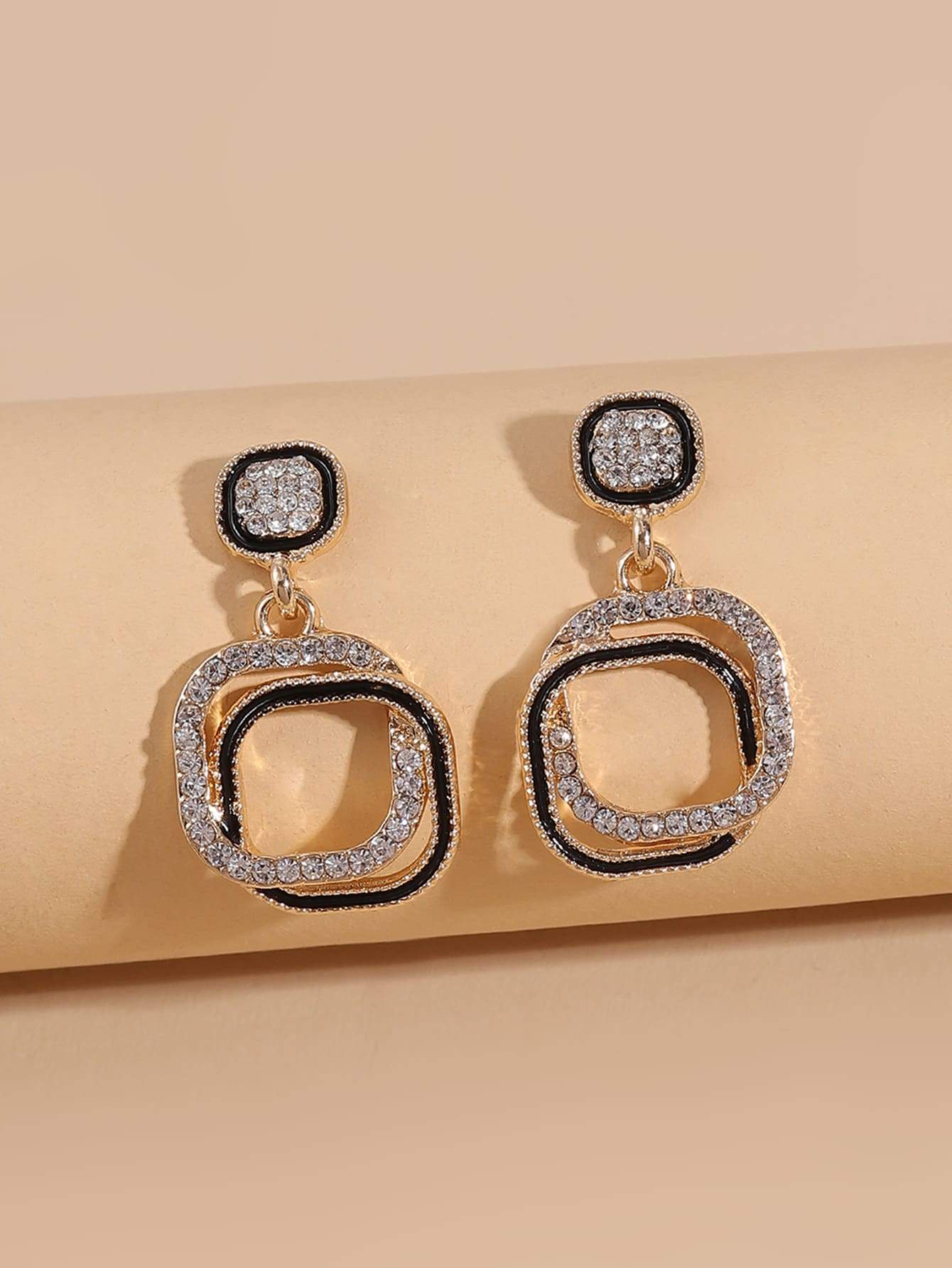 Bustangi - Shein- Rhinestone Decor Geometric Earrings