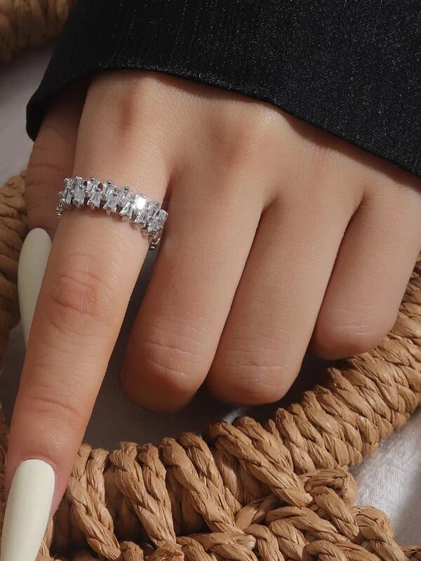 Bustangi - Shein - Cubic Zirconia Decor Cuff Ring